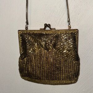 Magid Gold Beaded Clutch